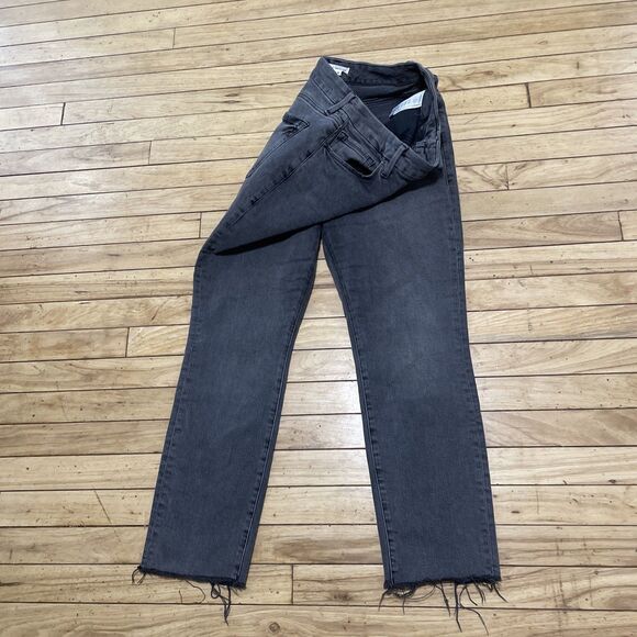 Good American Classic Jeans Women 10 30 Black GCRH25TFT Raw Hem Skinny High Rise - Picture 5 of 16